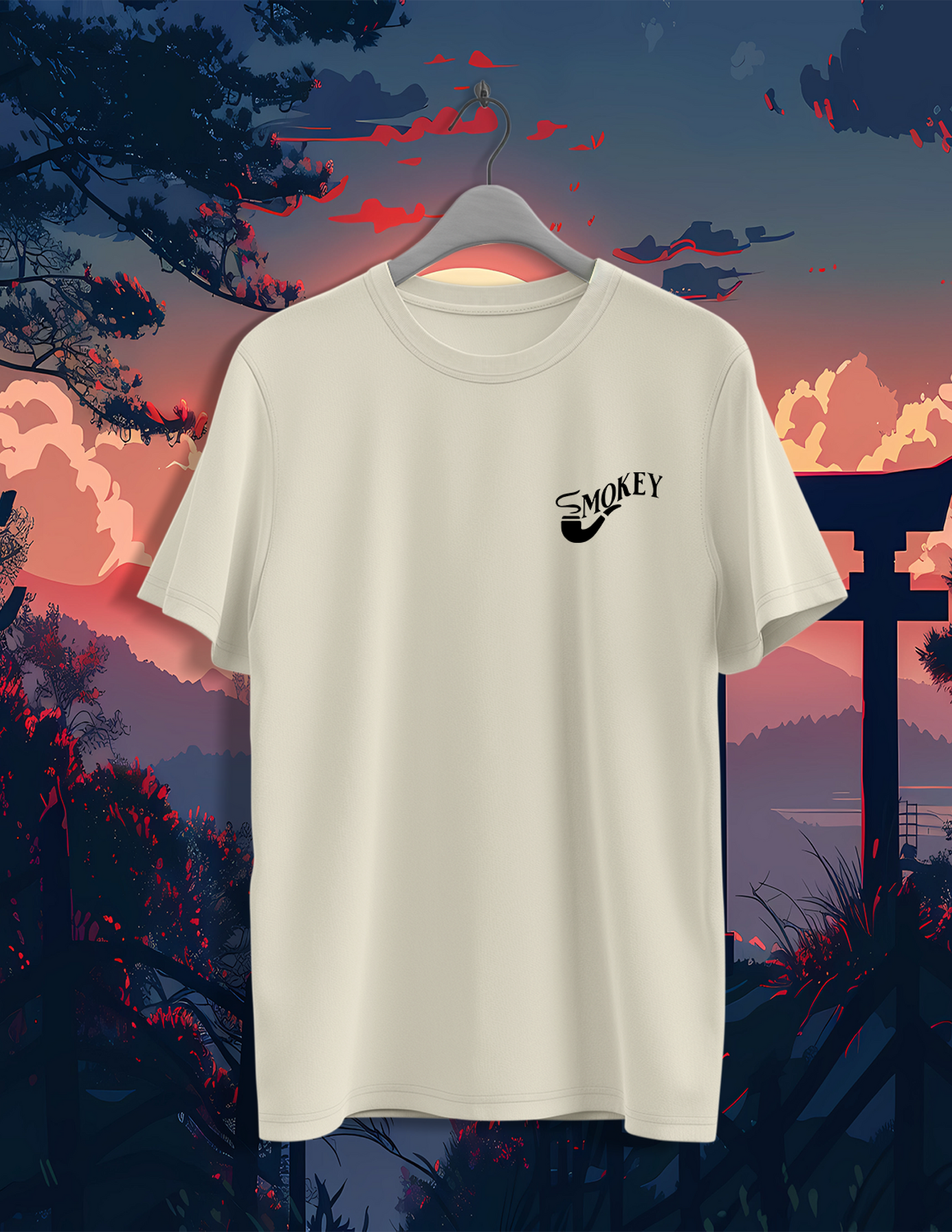 Drop Shoulder Beige Itachi Oversized T-Shirt