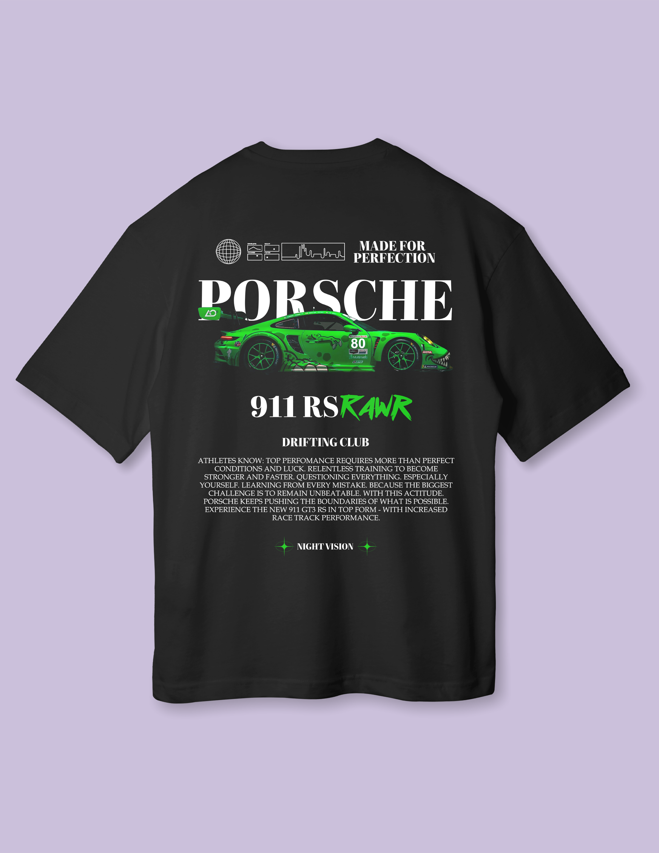 Motorsport Inspired Fit Green Porsche Oversized Tee