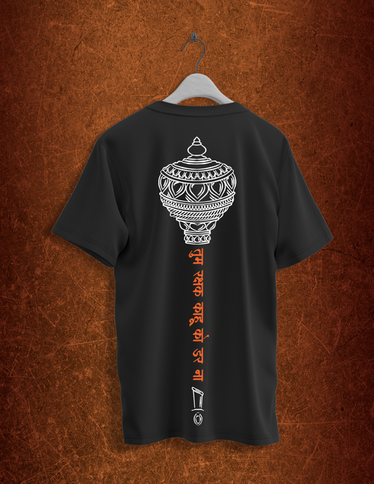 Drop Shoulder Black Hanuman Oversized T-Shirt