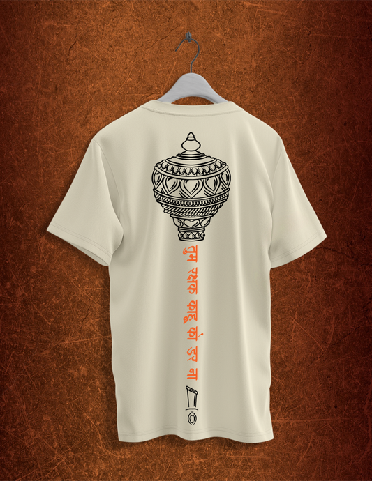 Drop Shoulder Beige Hanuman Oversized T-Shirt