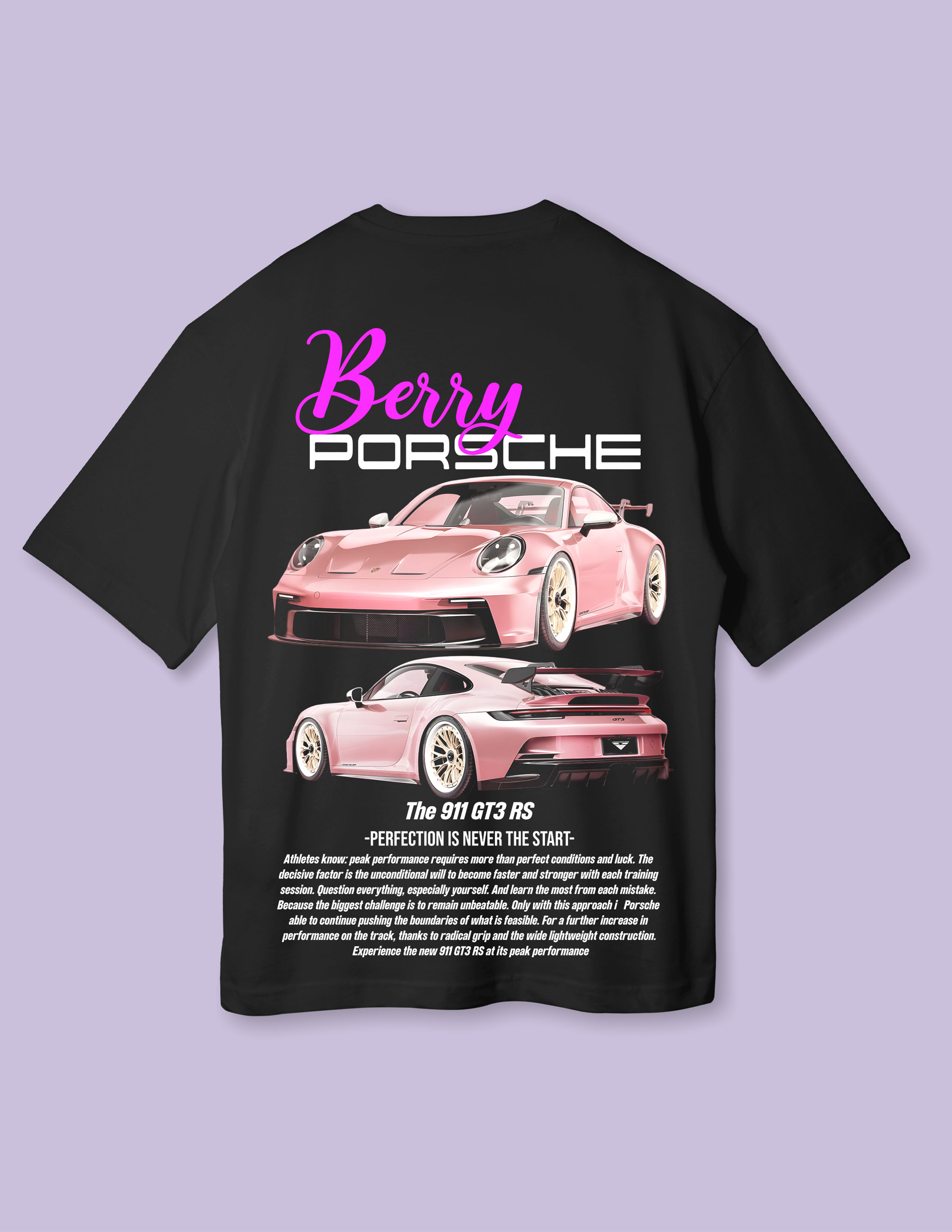 Streetwear Luxury Fit Berry Porsche Oversized T-Shirt