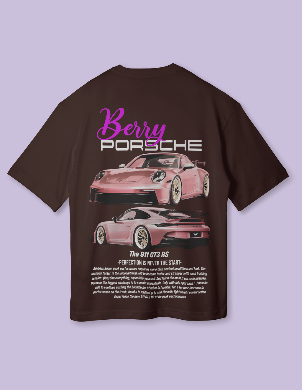 Urban Street Vibe Berry Porsche Oversized T-Shirt