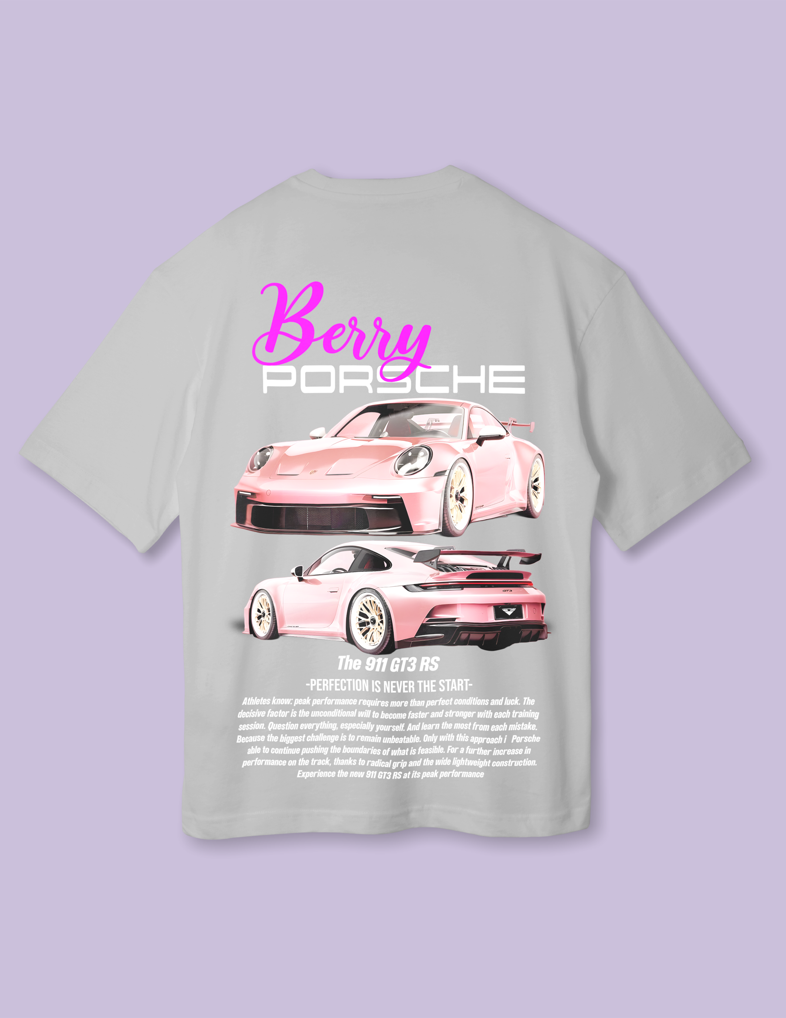 Casual Cool Fit Berry Porsche Drop Shoulder Tee