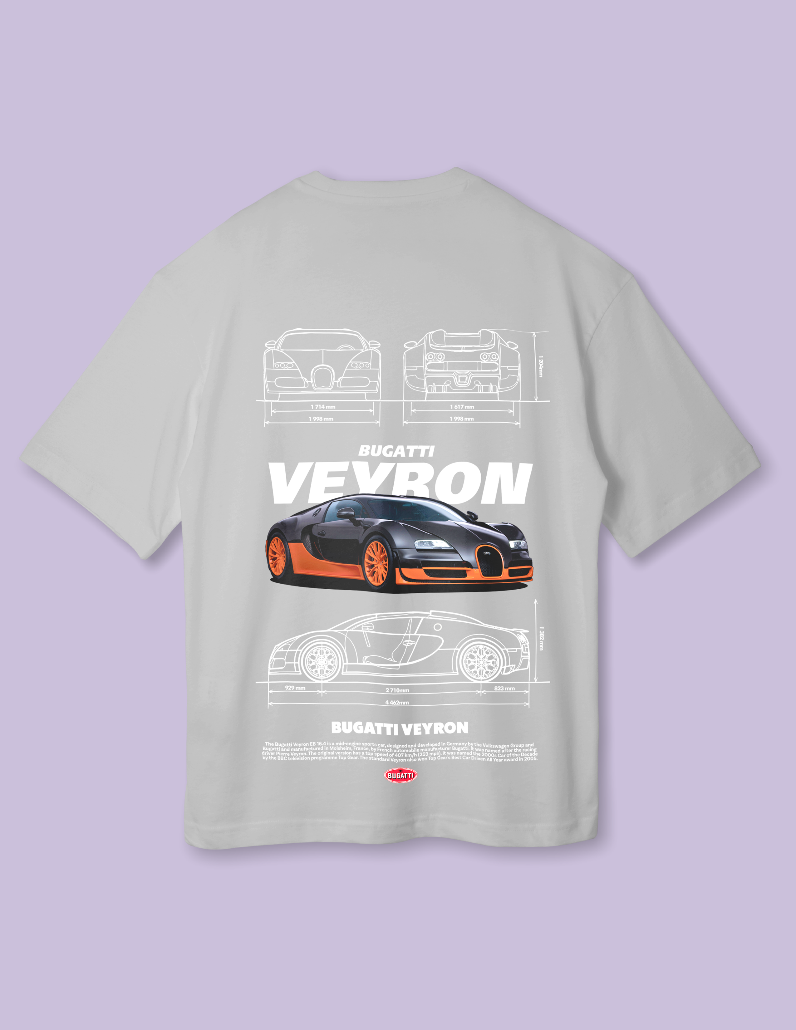Unisex Bugatti Graphic print Oversized T-Shirt