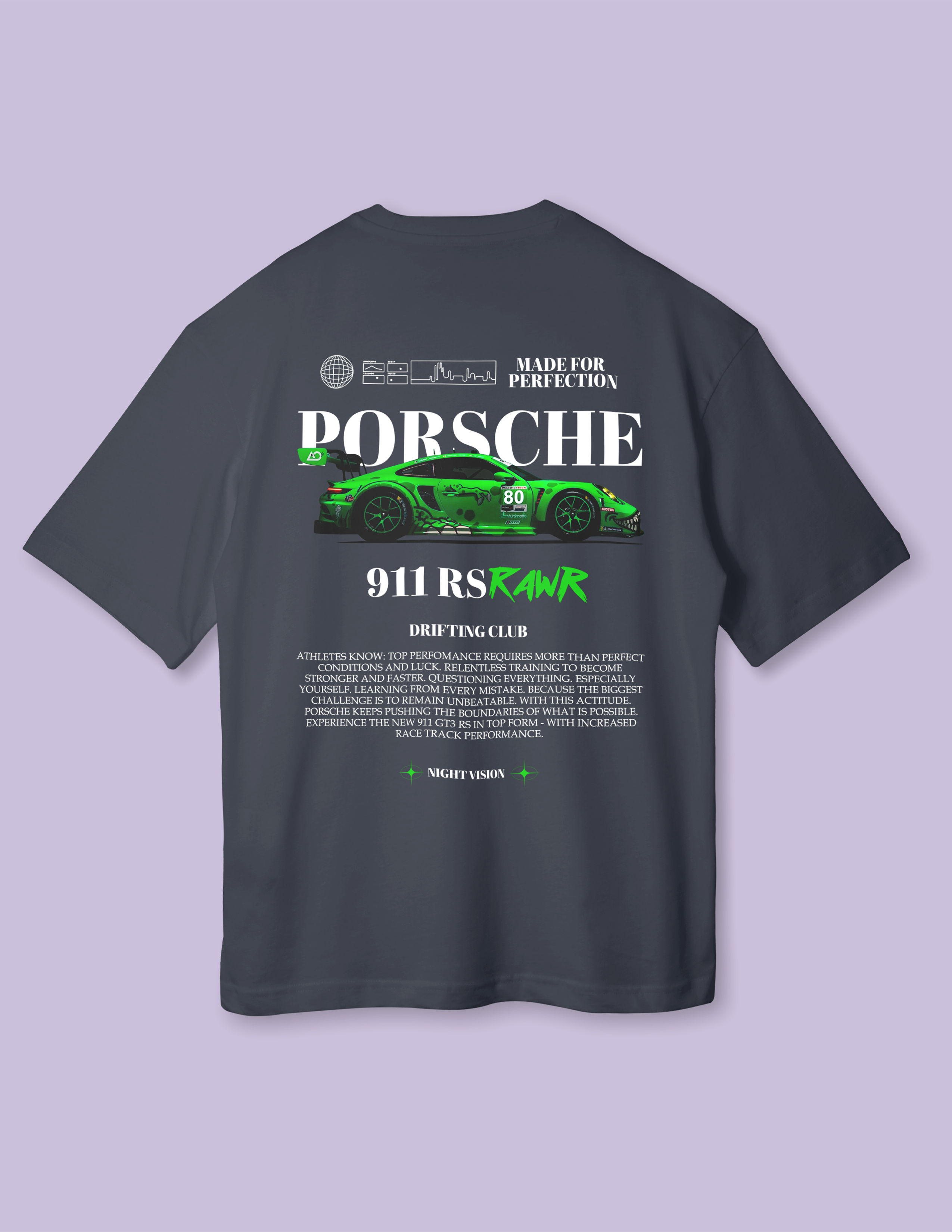 Luxury Drive Aesthetic Green Porsche Oversized T-Shirt