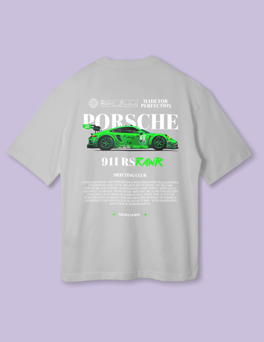 Relaxed Car Culture Fit Green Porsche Oversized T-Shirt