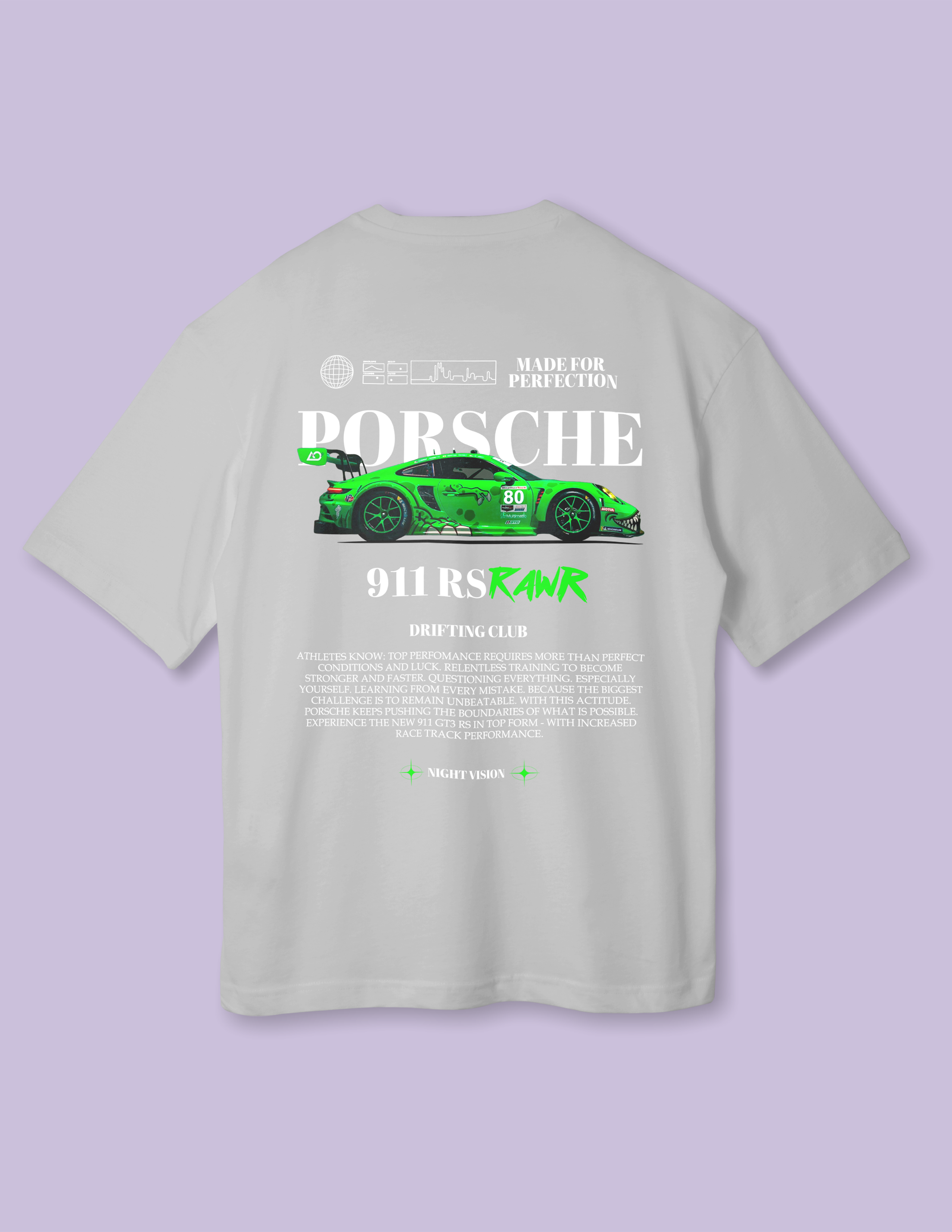 Relaxed Car Culture Fit Green Porsche Oversized T-Shirt