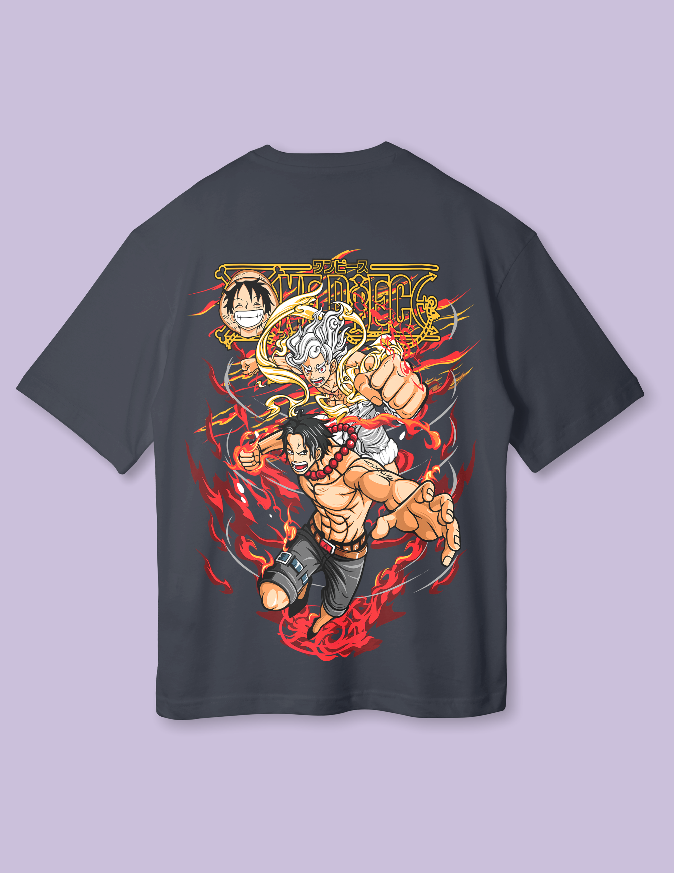 Casual Anime Graphic Luffy Round Neck Tee