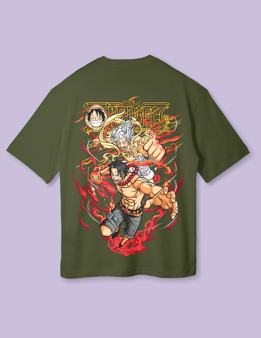 Trendy Anime Oversized Tee- Monkey D Luffy Graphic Print