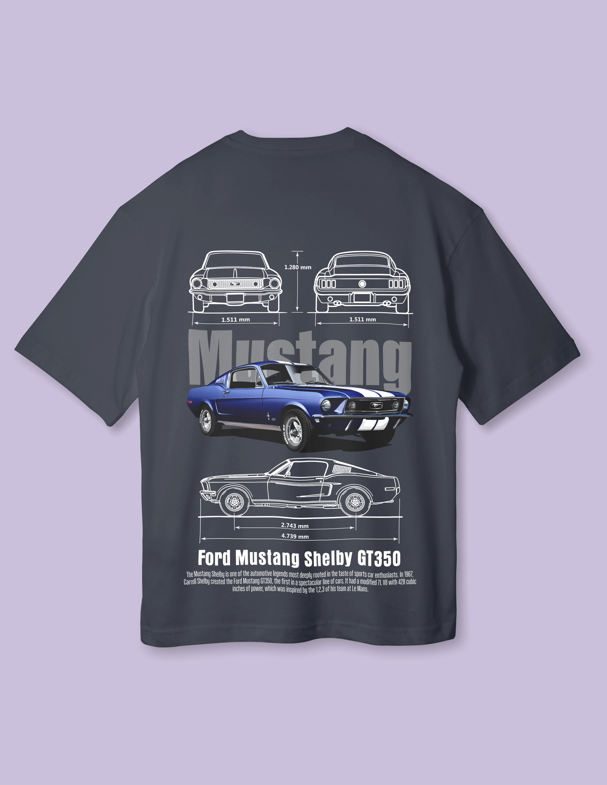 Urban Car Culture Mustang Graphic Print Oversized Tee