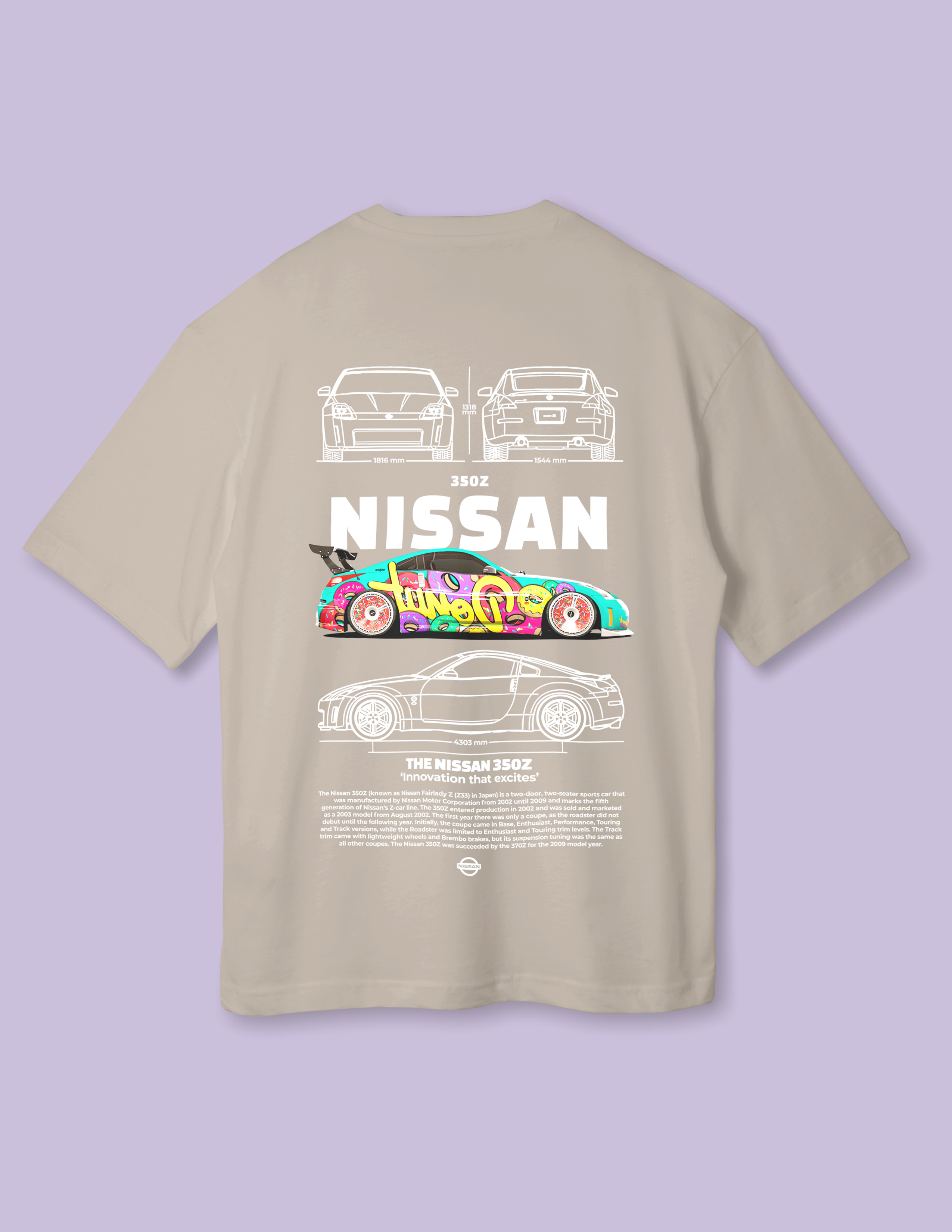 Trendy Car Enthusiast Wear Nissan 350Z Oversized Graphic t-Shirt