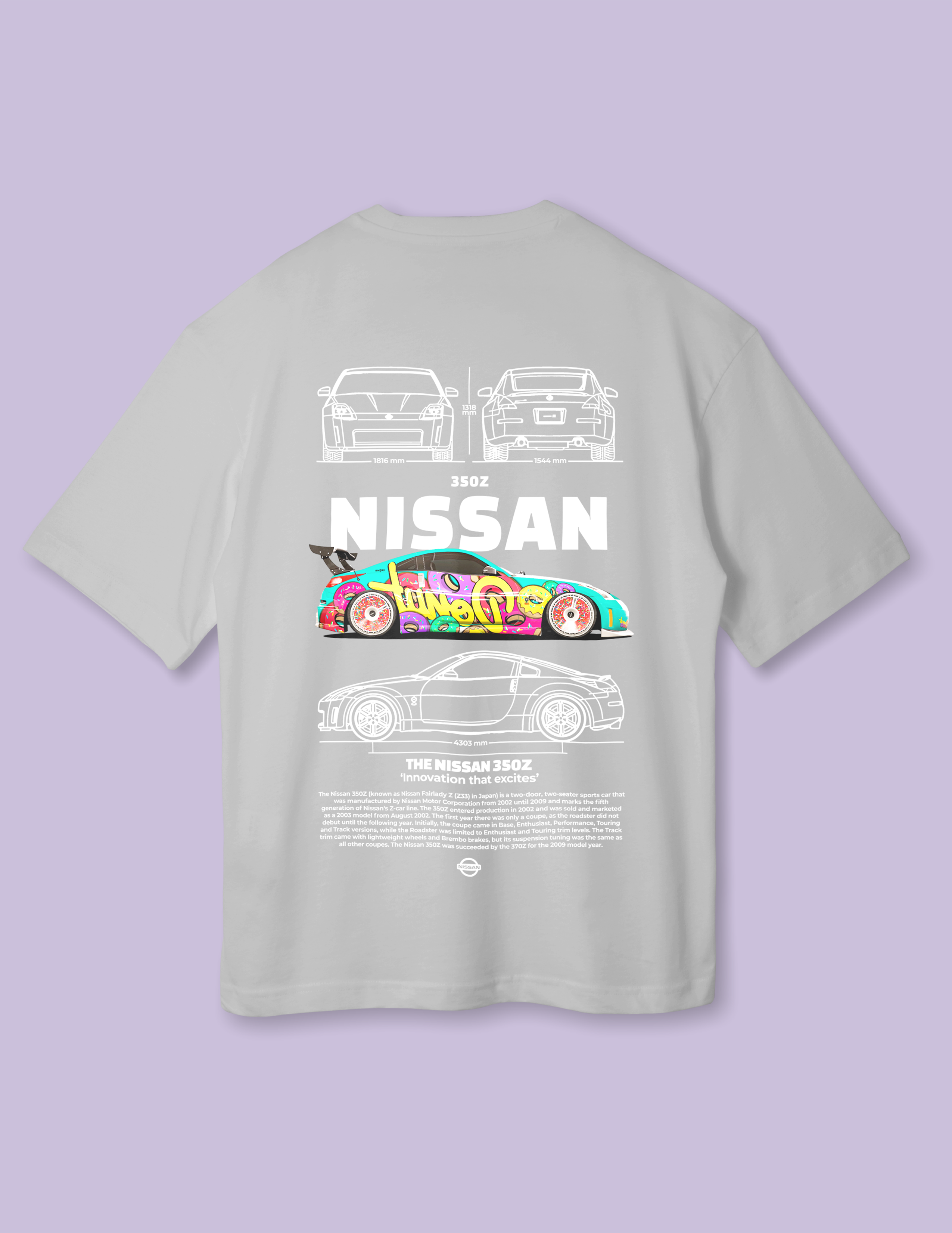 Classic JDM Car Fashion Nissan 350Z Print Oversized T-Shirt