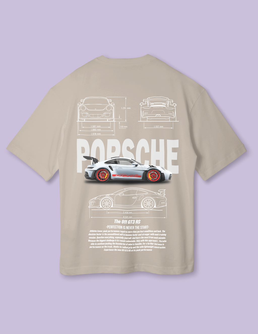 Bold Racing Unisex Grey Porsche Oversized T-Shirt