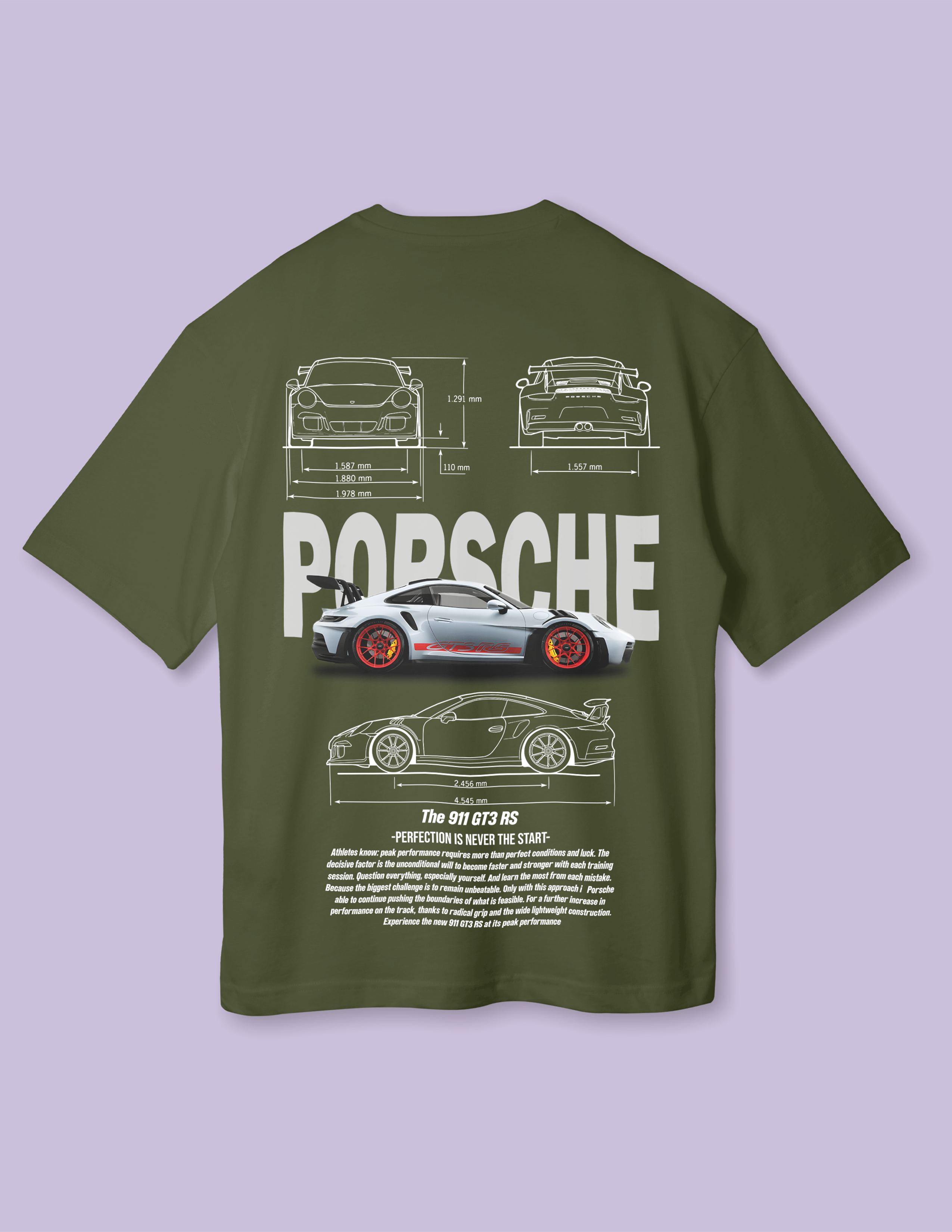 Luxury Grey Porsche Drop Shoulder Tee