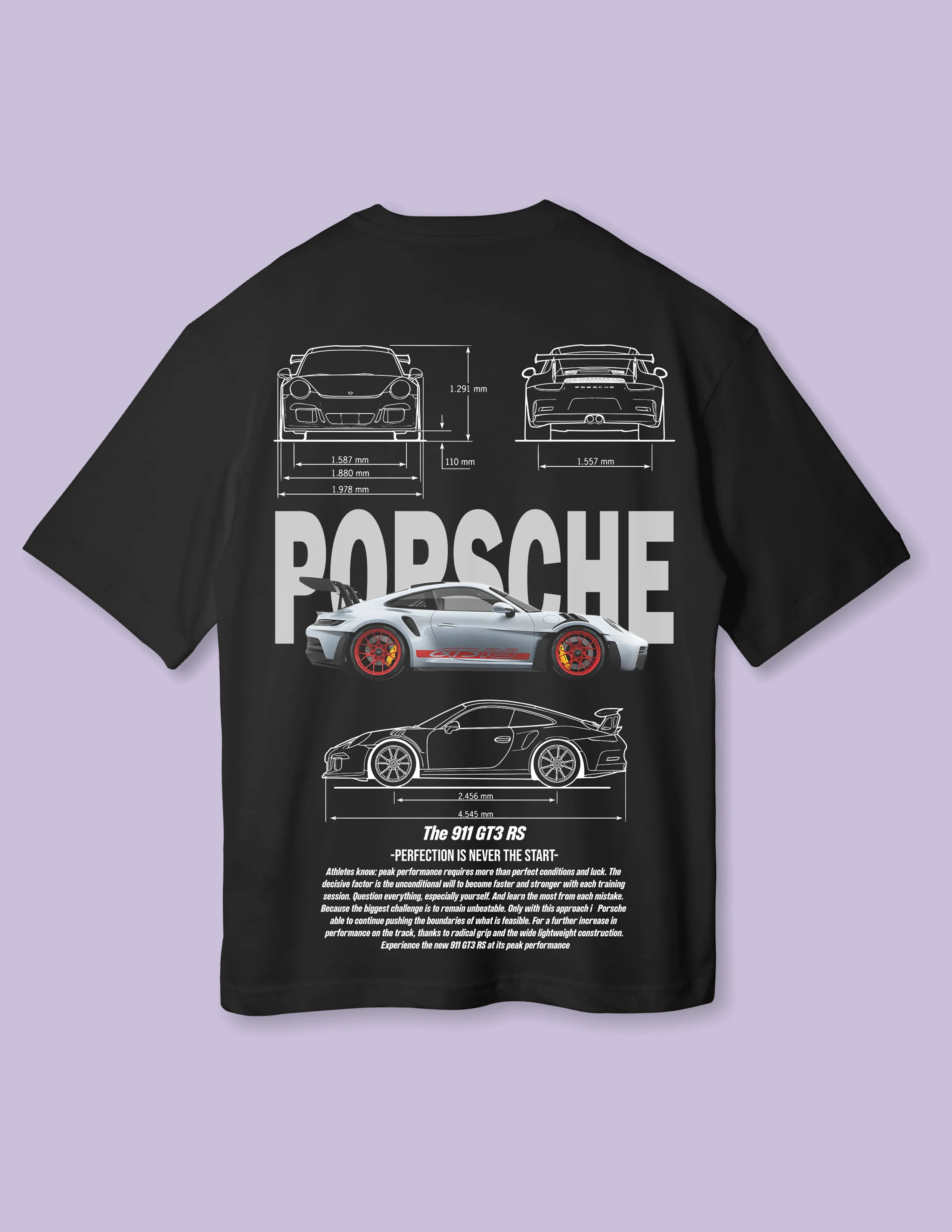 Relaxed Car Culture Fit Grey Porsche Oversized T-Shirt