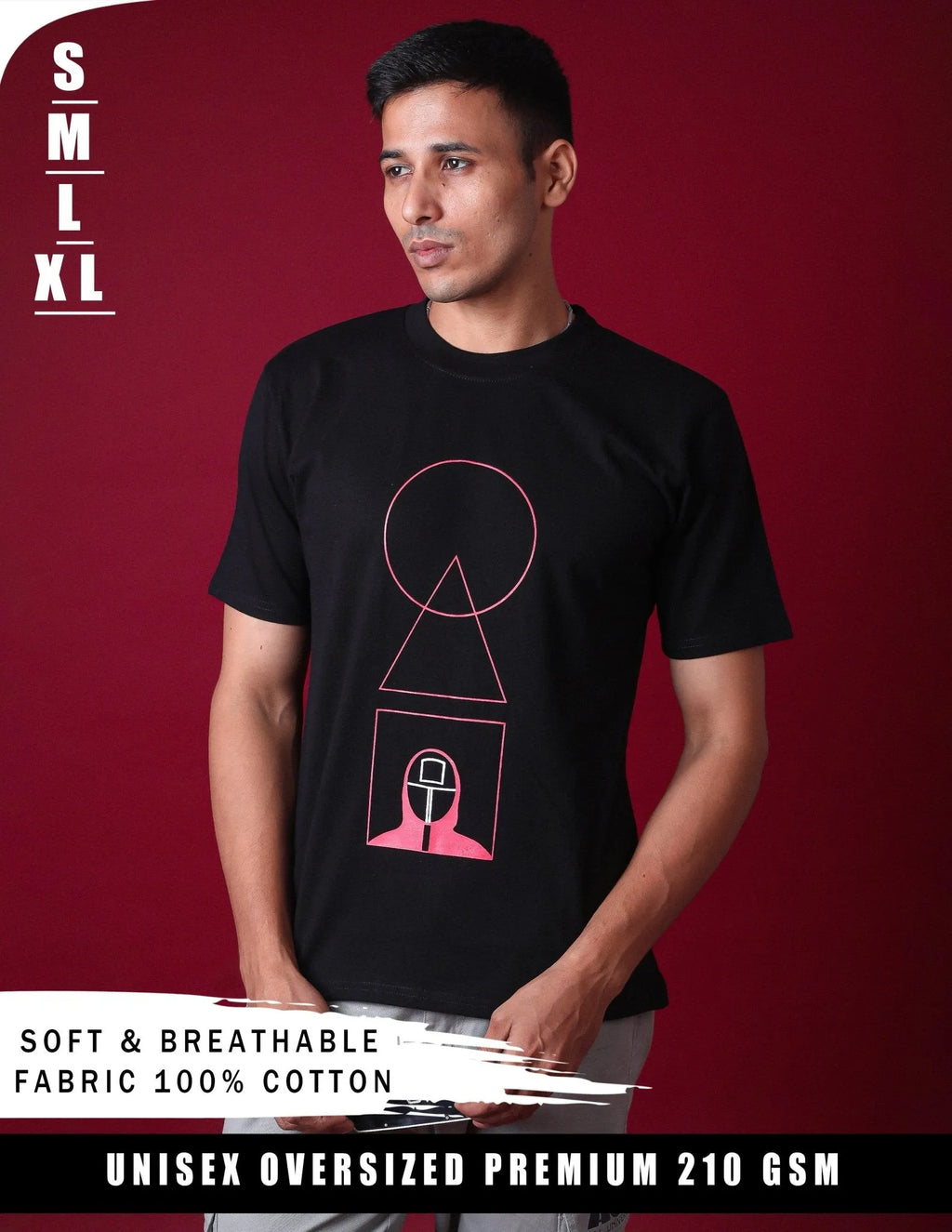 Squid Game Mask Graphic Oversized T-Shirt