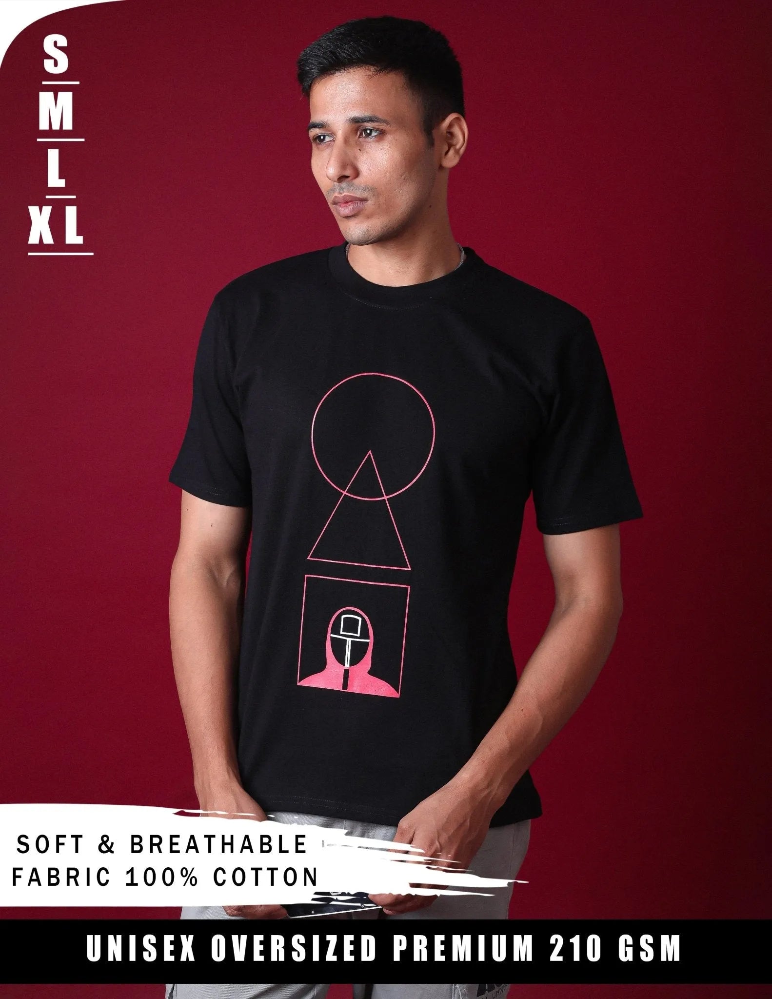 Squid Game Mask Graphic Oversized T-Shirt