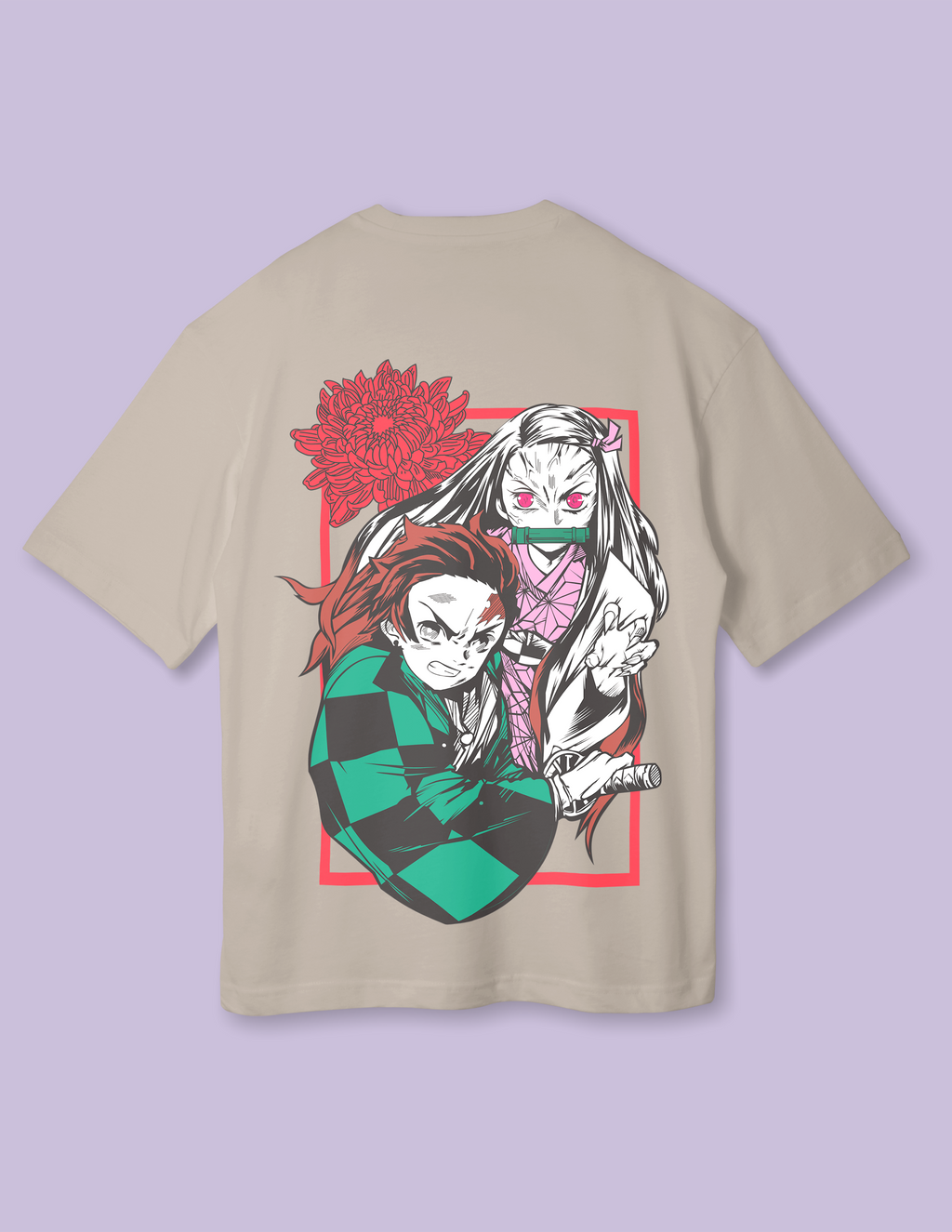 Anime merch Tanjiro Kamado Drop shoulder Tee