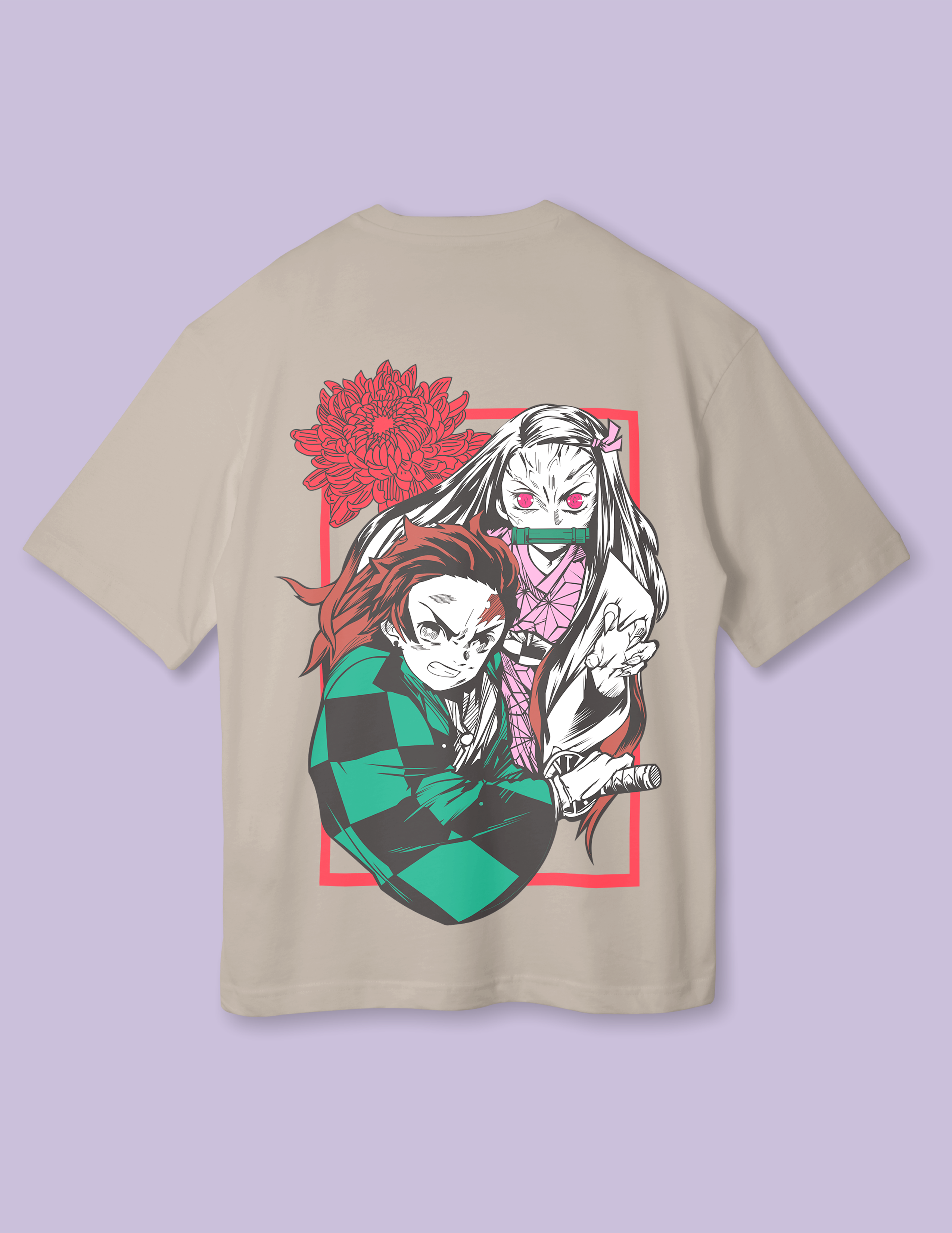 Anime merch Tanjiro Kamado Drop shoulder Tee