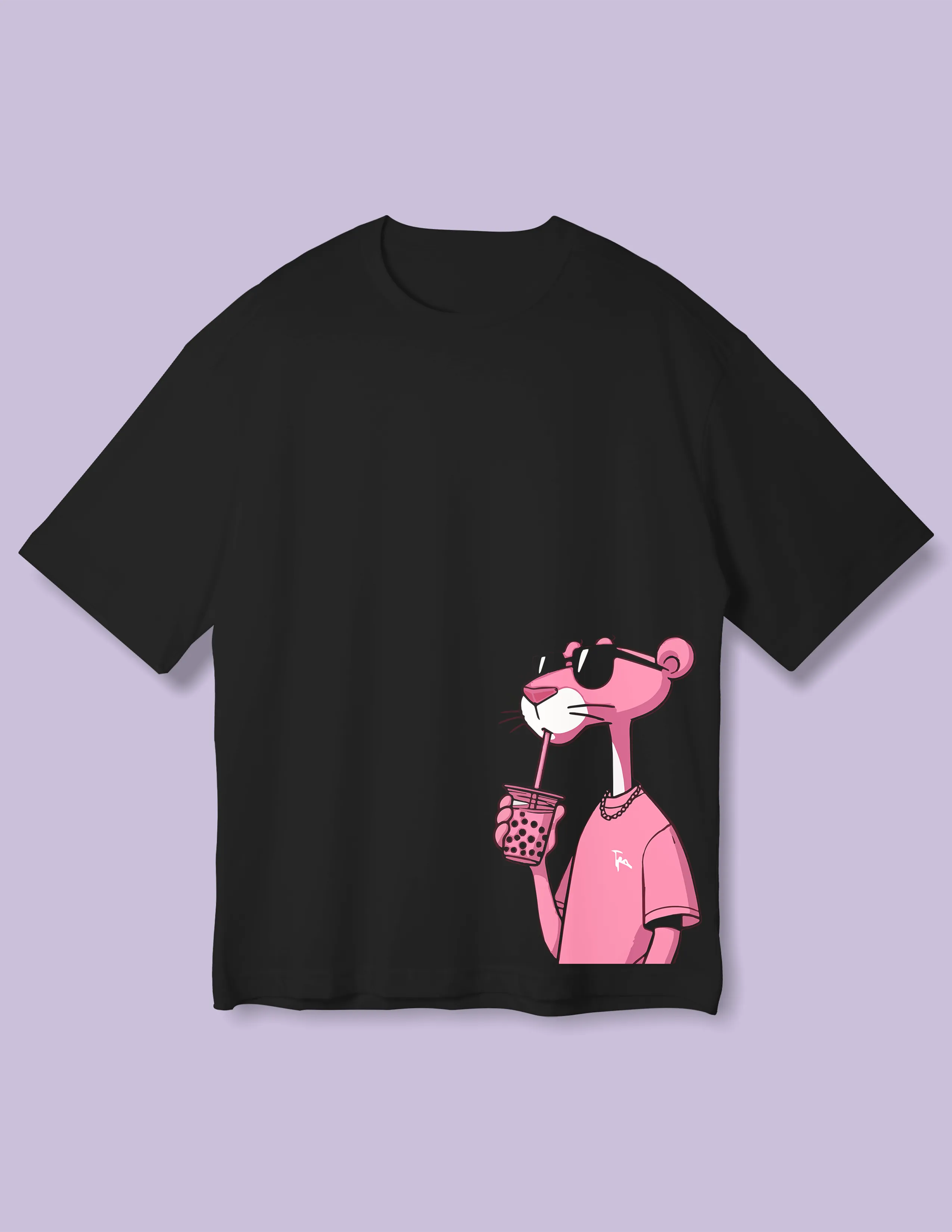 Classic Cartoon Pink Panther Oversized T-Shirt